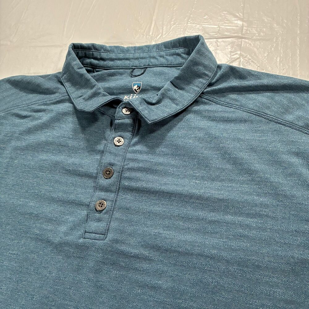 Kuhl Men’s AirKuhl Performance Polo Stretch Outdoor Lightweight UPF Size L Blue